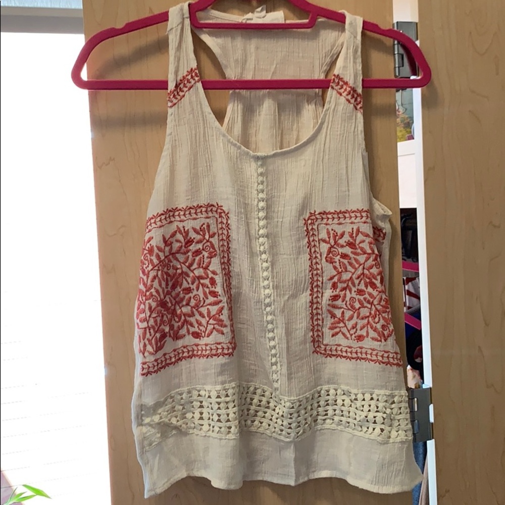 Sweet wanderer boho embroidered tank top